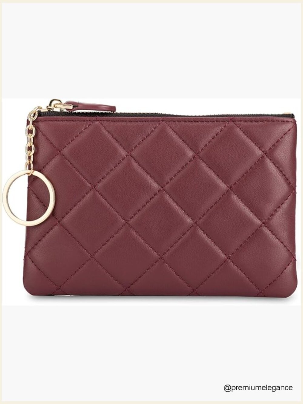 Soft Lambskin Leather Coin Purse RFID Blocking Zipper Wallet Key Chain